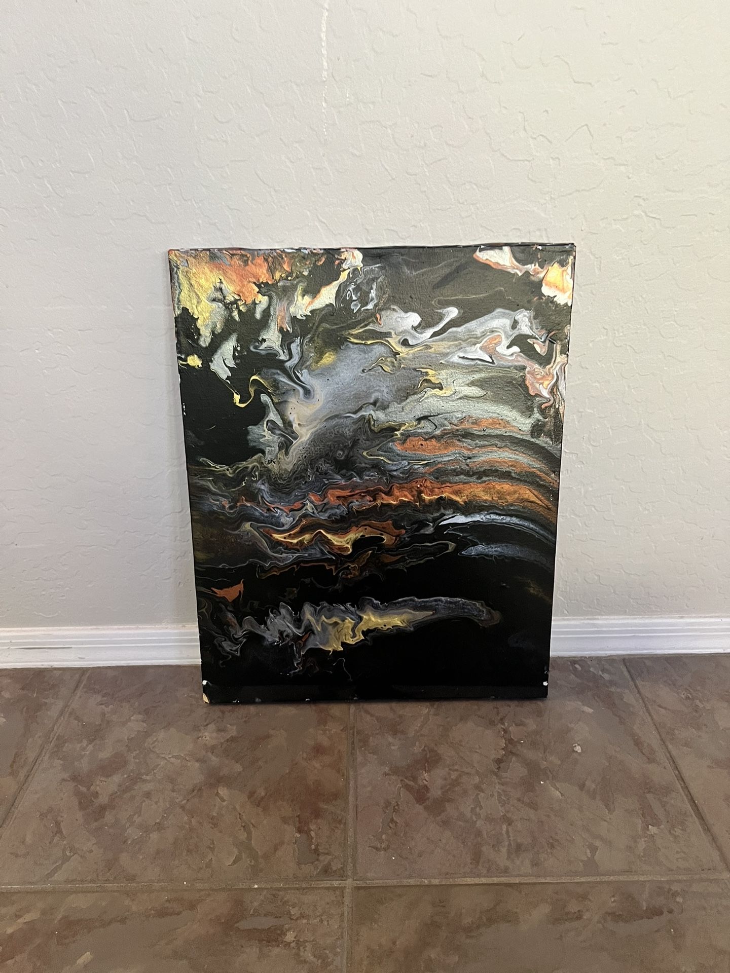 16x20 Small BRAND NEW Hand Painted Original Abstract Artwork Black and Gold