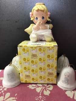 Precious Moments bells and figure
