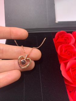 Gift box with 100 Language Heart Necklace, Present