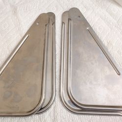 One Pair Of Small Metal Mud Flaps 7 1/2" High, 4 1/2 Across The Bottom. New Aluminum Or Stainless Steel. 2 Pr. Avail For Cars, Trailers. etc.