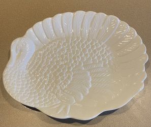 White Ceramic Turkey Platter