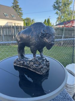 The black buffalo silhouette statue