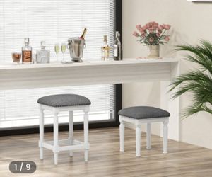 Giantex Bar Stools Set of 2, 3-Height Adjustable 19"/27"/31" Wood Barstools with Padded Seat