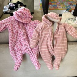 0-3 Months Baby Girl Warm Fleece Snow Suits