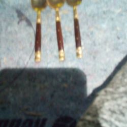 Pottery Barn Antique Bronze Rosewood Wood Thailand Silverware. 