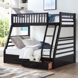 NEW IN BOX - TWIN/FULL BUNK BED WITH STORAGE 😊 MATTRESS SOLD SEPARATELY