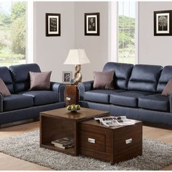2 PC- SOFA SETVBLACK  FAUX LEATHER NEW IN BOX ☎️ 1714586,2564 