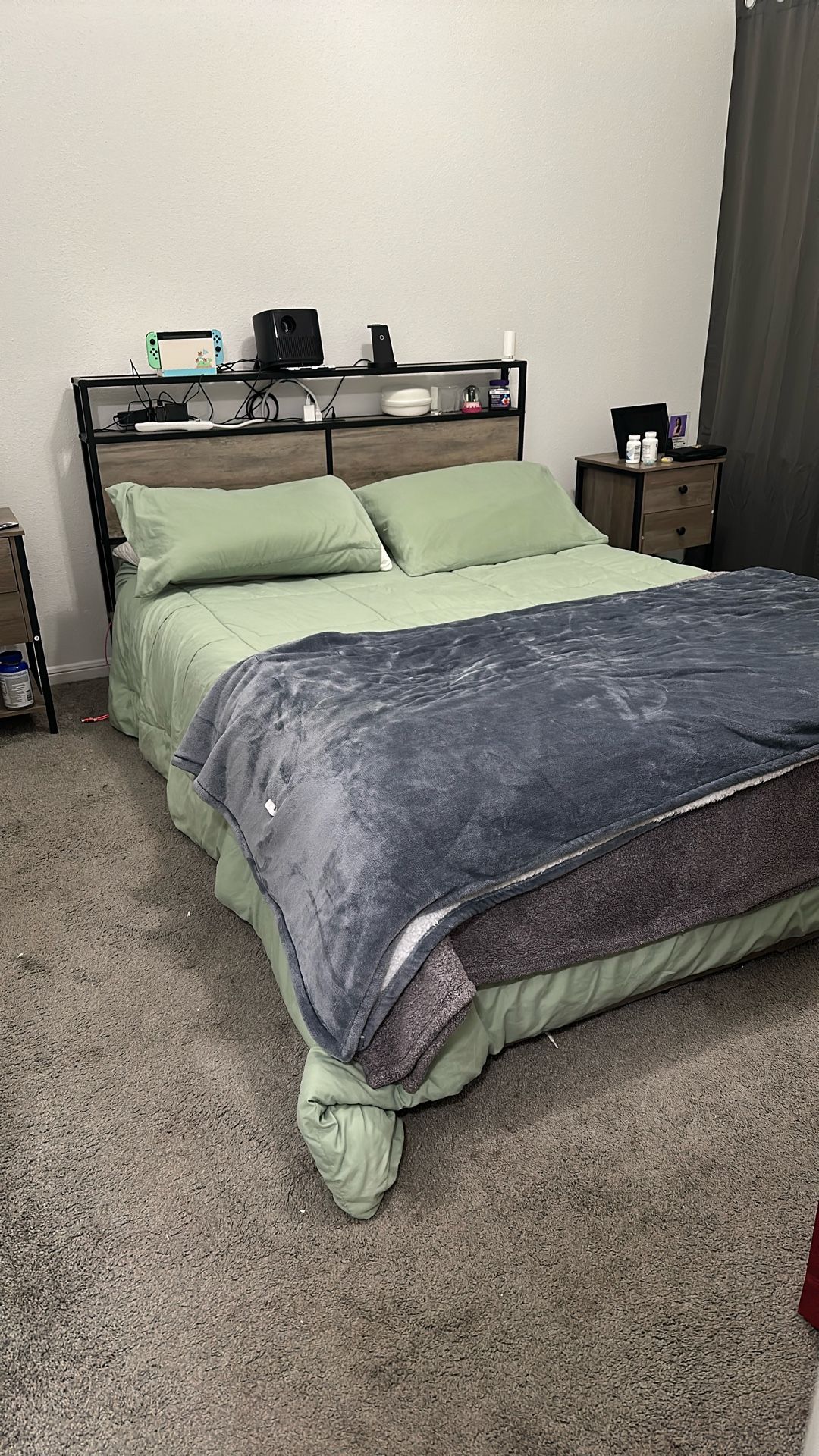 Queen Size Bed With LED Lights & Remote + Mattress GREAT CONDITION