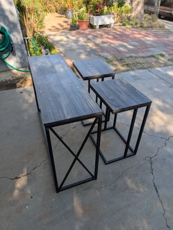 3-Piece Industrial Nesting Console and Side Table Set