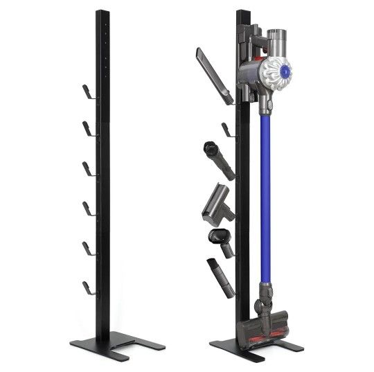 6 Hooks Dyson Vacuum Stand, Stable Metal Storage Floor Stand Docking Station Attachments Holder for Dyson V15 V11 V10 V8, V7 , V6 Cordless Stick Vacuu