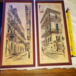 Vantage John Haymson framed prints  Le Prete House and Vieux Carré New Orleans