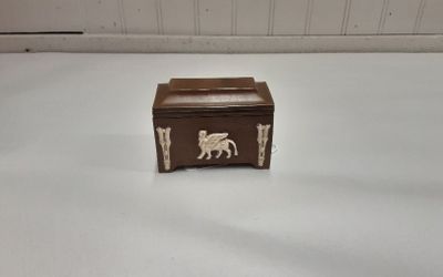 Egyptian Revival Casket Jewelry Box Ivory/ Bronze Stamped- Located In Shelton 
