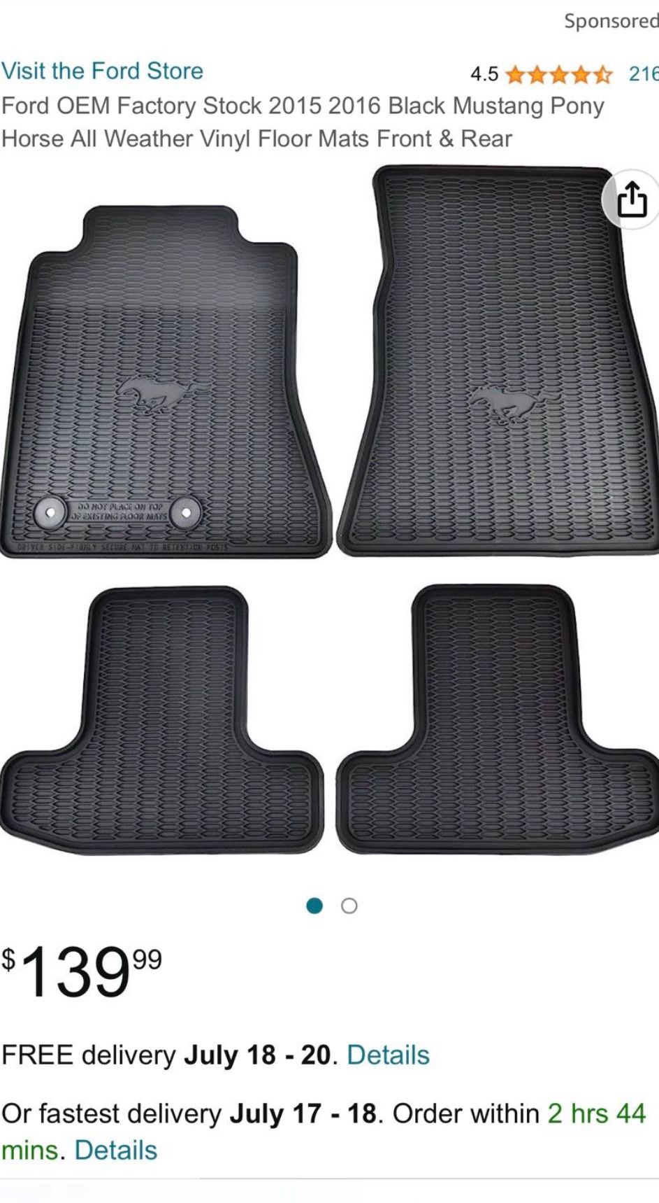 Mustang Original Weather Proof Floor Matts