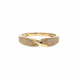 Woman’s Ladies 14k Yellow Gold CZ Cubic Zirconia Pavé Crossover Band Ring Size 7 GP3105766