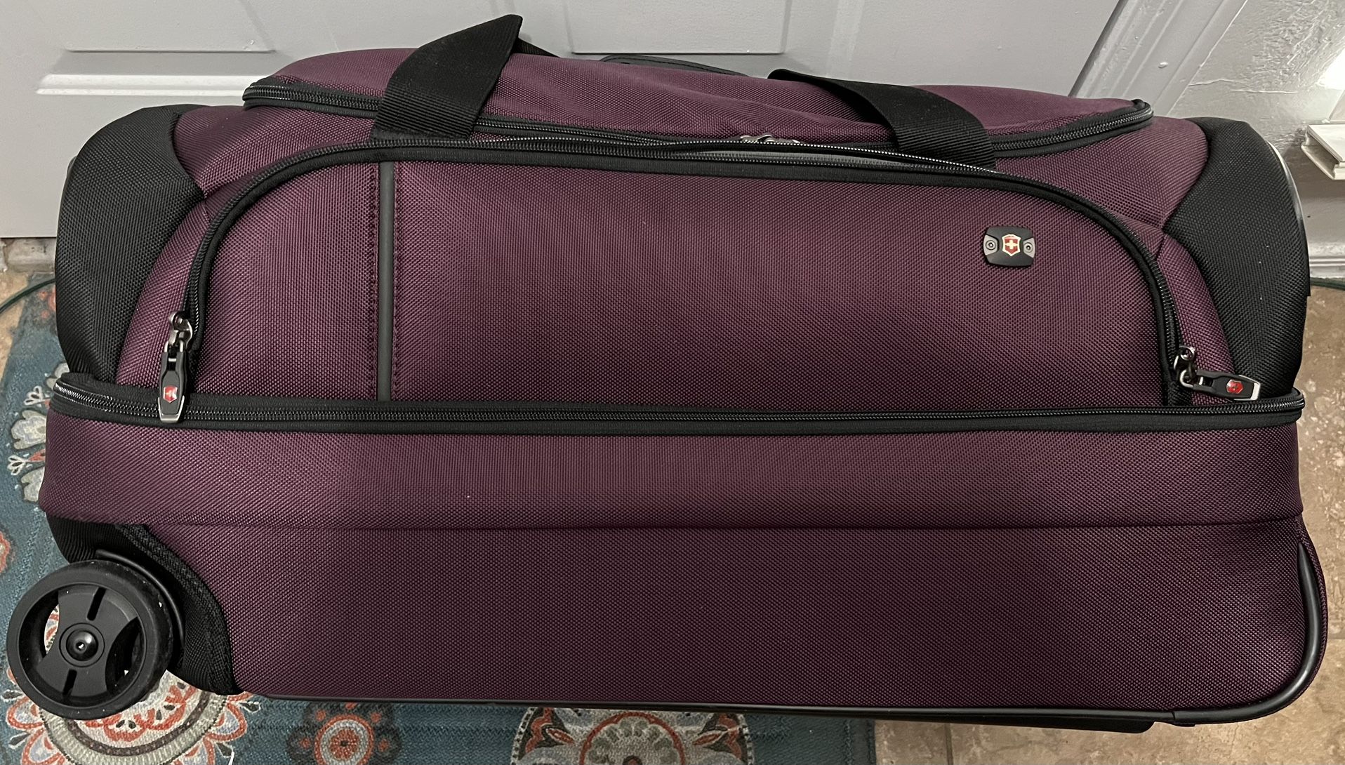 Victorinox Burgundy and Black Rolling Duffel 28X13X11 NEW NO TAG