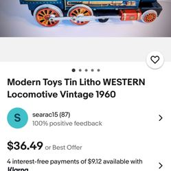 Vintage 1960 Tin Locomotive