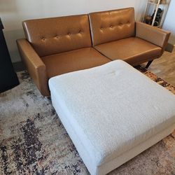 Leather Couch And Ottoman 