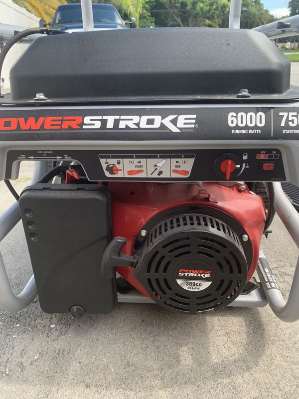 Generator 7500 Starting/6000 Running Watts Power Stroke. Located in