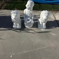 3 Muńecoas De Yeso Para Decoración De Patio O Jardín 