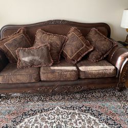 Sofa and Loveseat Set brown Leather 