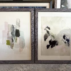 Set of 2 Modern Abstract Watercolor Framed Art - 21.5” x 26.5”