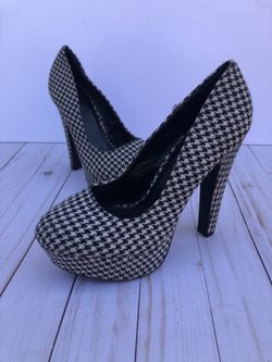 Rockabilly Pinup Houndstooth Platform Heels