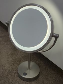 Ikea KAITUM Makeup Mirror with Integrated Lighting, Battery-Operated, Brushed Nickle