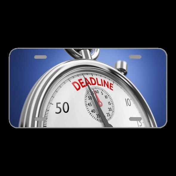 License Plate Novelty Car Front Deadline Stopwatch Clock Time
