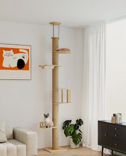 Floor-to-Ceiling Cat Tree, adjustable (89-112 inches)