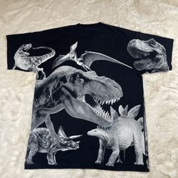 Vintage All Over Print Jurassic Park T-Shirt “The Lost World” T Rex Mens XL