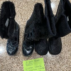 😀two girl winter boots size 2😀
