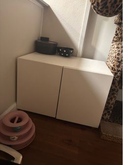 White cat litter box enclosure