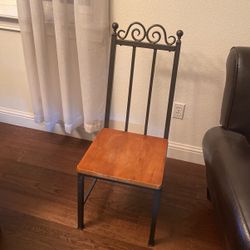 Wrought Iron And Wood Chair