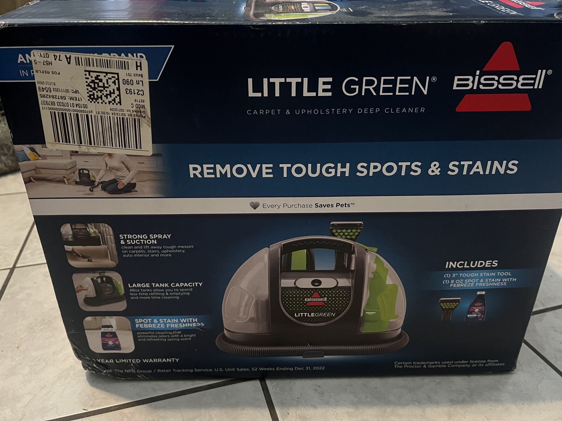 New BISSELL Little Green Portable Carpet Cleaner 3369