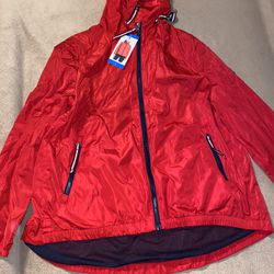 Tommy Hilfiger Ladies' Windbreaker Hoodie Jacket, Red, Large - NEW Thumbnail