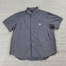 Carhartt Shirt 3XL Gray Button Down Collar Rugged Flex Short Sleeve Relaxed Fit