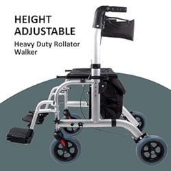 Folding Walker WheelChair With Removable Leg/foot Rests 