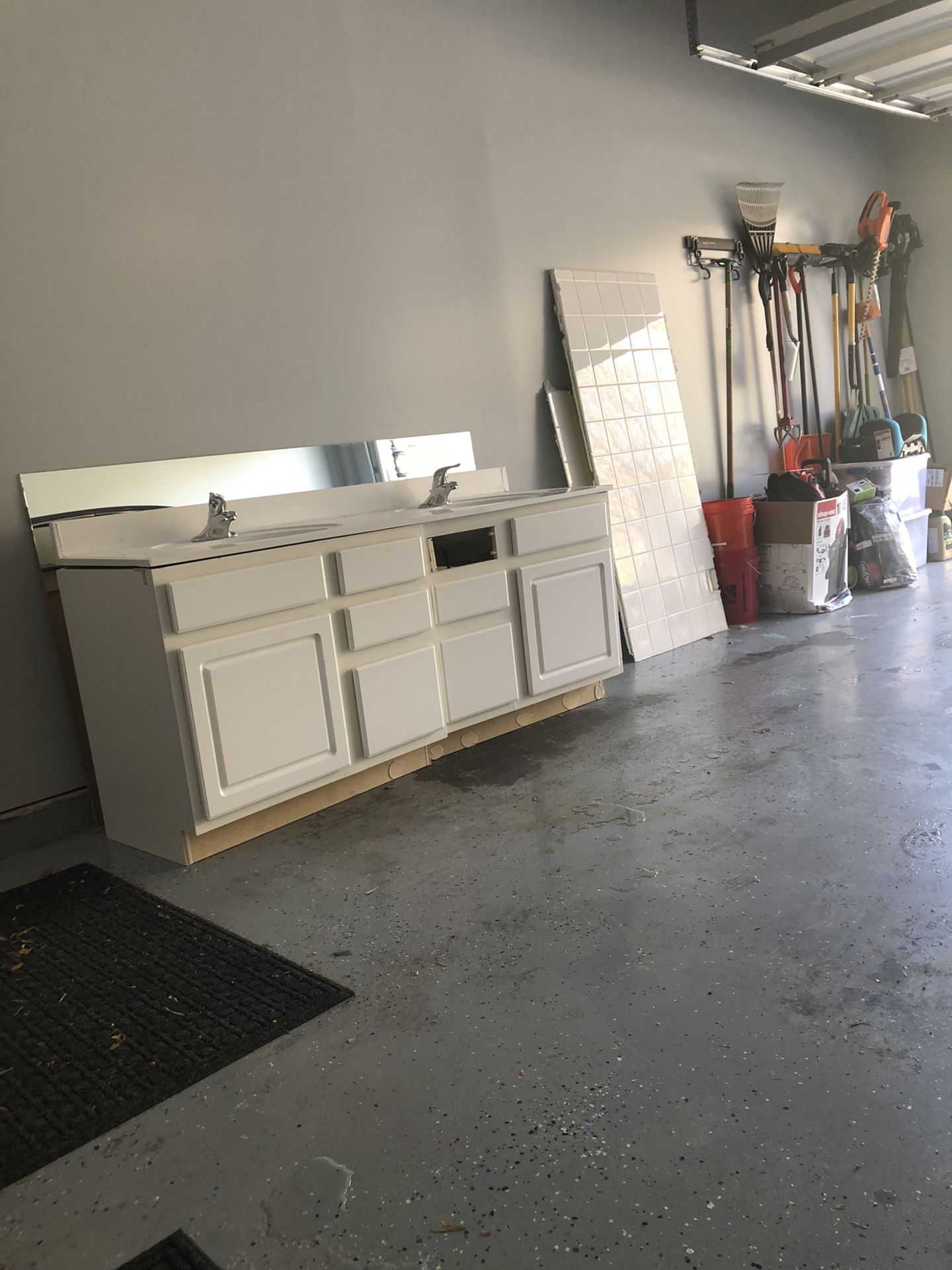 Free 5ft x 60 inch mirror and vanity top faucets and countertop....