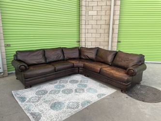 *Free Delivery* Brown Bernhardt Leather Sectional Couch Sofa