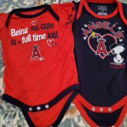Angeles Baseball Baby Onensies