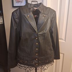 Damselle New York Moto Style Genuine Leather