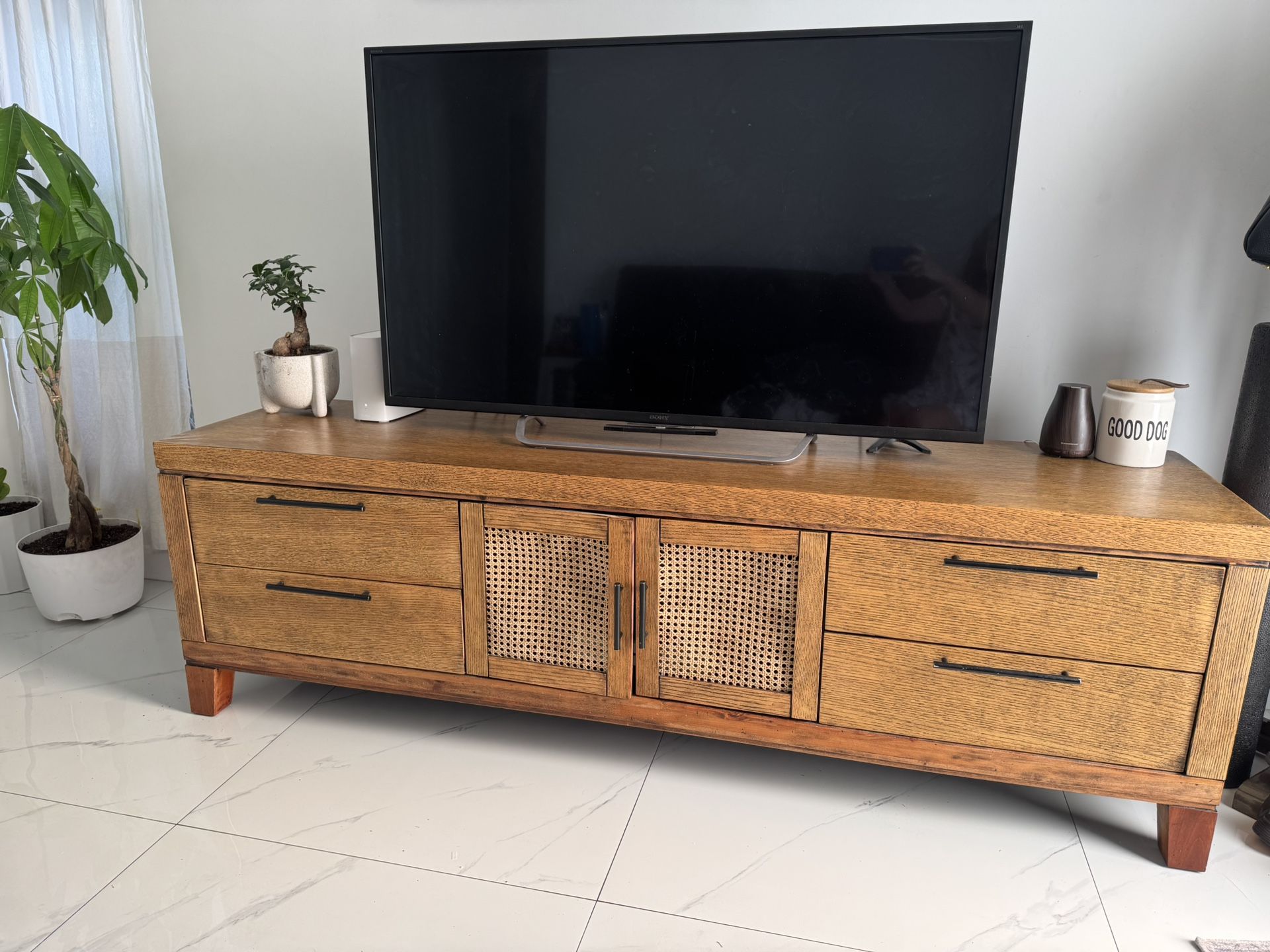 Wood Entertainment Center Cabinet Drawers Storage