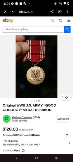 Vintage United States army good conduct metal