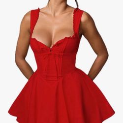 Women's Mini Corset Dress Sexy Deep V Neck Sleeveless Backless Lace Trim A Line Dress for Party Club Streetwear