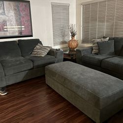 Oversized Living Spaces Sofa Set + Chair + Ottoman – Super Comfortable!