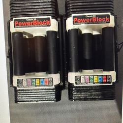 Gently Used Power Block Classic 50 Adjustable Dumbbell Pair
