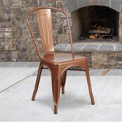 Copper Metal Indoor-Outdoor Commercial Grade Stackable Chair