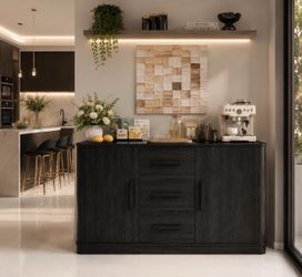 47" Sideboard Buffet Cabinet , with 2 Doors, Console Credenza, Coffee Bar Table,Black J-6