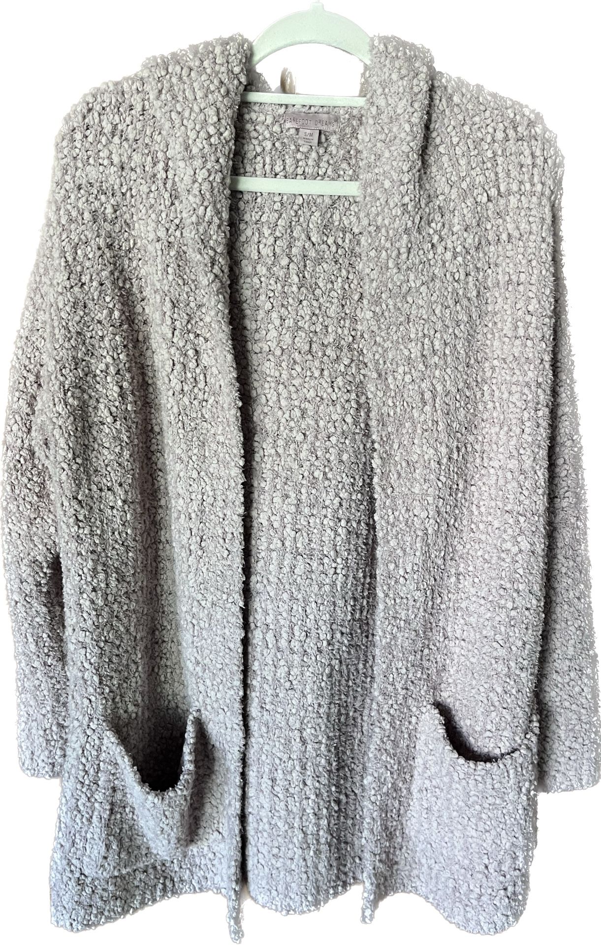 BAREFOOT DREAMS Cozy Hooded Long Cardigan Taupe/Rose Pink $198 Women’s Size S/M