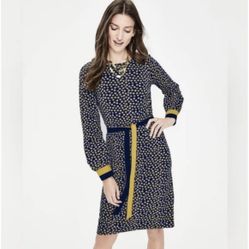 Brand New Boden Navy & Yellow Stars Jersey Dress - Size 12R